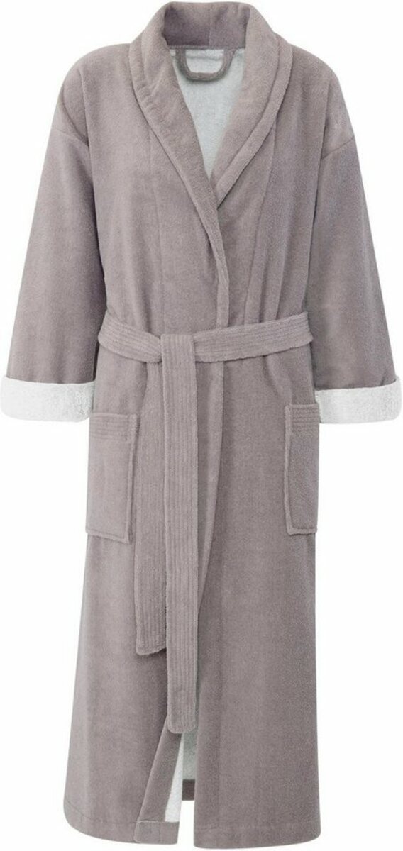 Bild 1 von Gözze Unisex-Bademantel Turin, Langform, Baumwoll-Mix, Schalkragen, Gürtel, für Damen & Herren, mit Gürtel und zwei aufgesetzten Taschen, lang