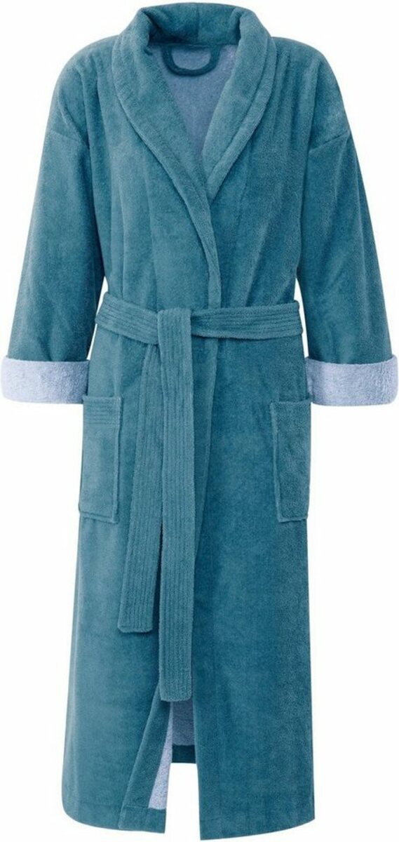 Bild 1 von Gözze Unisex-Bademantel Turin, Langform, Baumwoll-Mix, Schalkragen, Gürtel, für Damen & Herren, mit Gürtel und zwei aufgesetzten Taschen, lang