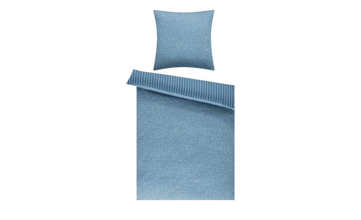 Bild 1 von HOME STORY Satin Wende-Bettwäsche  Dotted türkis/petrol Maße (cm): B: 135 Heimtextilien