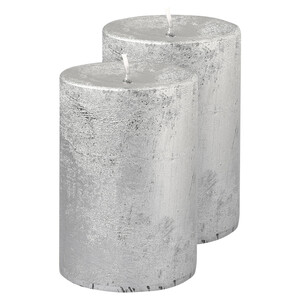 2 mittelgroße Kerzen im Metallic-Look