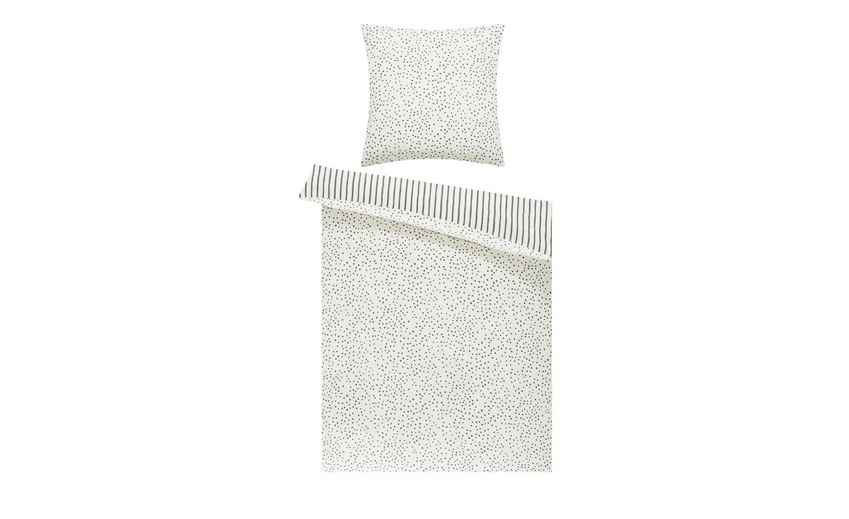 Bild 1 von HOME STORY Satin Wende-Bettwäsche  Dotted weiß Maße (cm): B: 135 Heimtextilien