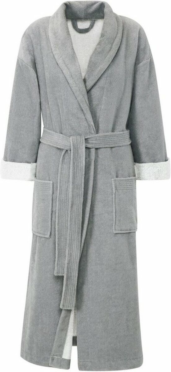 Bild 1 von Gözze Unisex-Bademantel Turin, Langform, Baumwoll-Mix, Schalkragen, Gürtel, für Damen & Herren, mit Gürtel und zwei aufgesetzten Taschen, lang