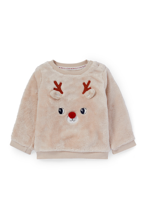 Bild 1 von C&A Rudolf-Baby-Weihnachts-Sweatshirt, Braun, Größe: 68