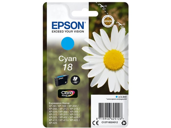 Bild 1 von EPSON Original Tintenpatrone Cyan (C13T18024012)