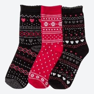 Damen-Socken mit verschiedenen Mustern, 3er-Pack