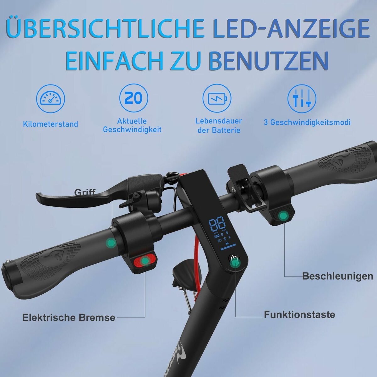 Bild 2 von Evercross E-Scooter, mit Straßenzulassung Max 35km E-roller mit app max 20km/h Mit ABE