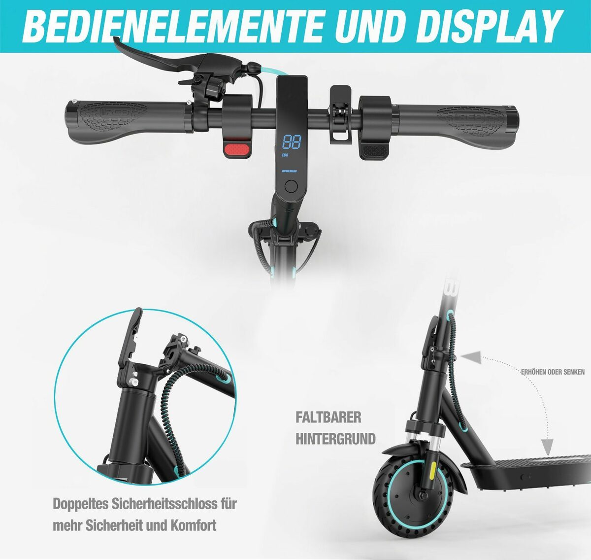 Bild 2 von RCB E-Scooter, 8.5" E-roller mit Straßenzulassung ABE, Max rang 25km mit APP