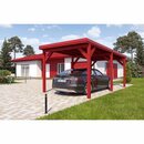 Bild 1 von Holzbrüder Einzelcarport Ralf Oxidrot 300 cm x 600 cm Blechdach Rot