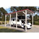 Bild 1 von Holzbrüder Camping-Carport Ralf Reinweiß 400 cm x 700 cm Blechdach Rot