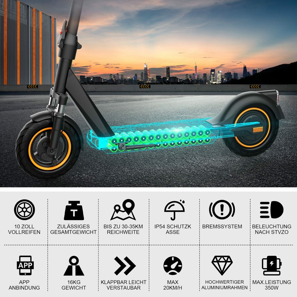 Bild 3 von HITWAY E-Scooter 8,5 Zoll Klappbar E-roller 36V 11,4Ah Vollreifen mit Straßenzulassung