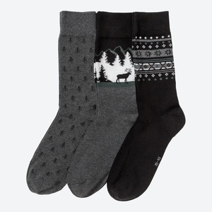 Herren-Socken mit Winter-Design, 3er-Pack