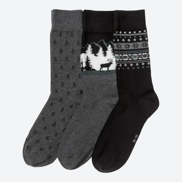 Bild 1 von Herren-Socken mit Winter-Design, 3er-Pack