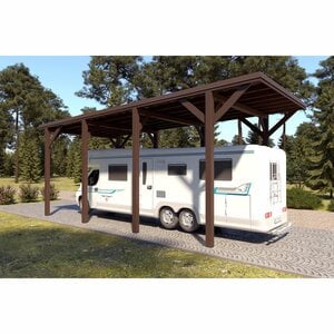 Holzbrüder Camping-Carport Ralf Graubraun 400 cm x 800 cm Blechdach Dunkelbraun