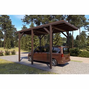 Holzbrüder Camping-Carport Ralf Graubraun 400 cm x 600 cm Blechdach Dunkelbraun