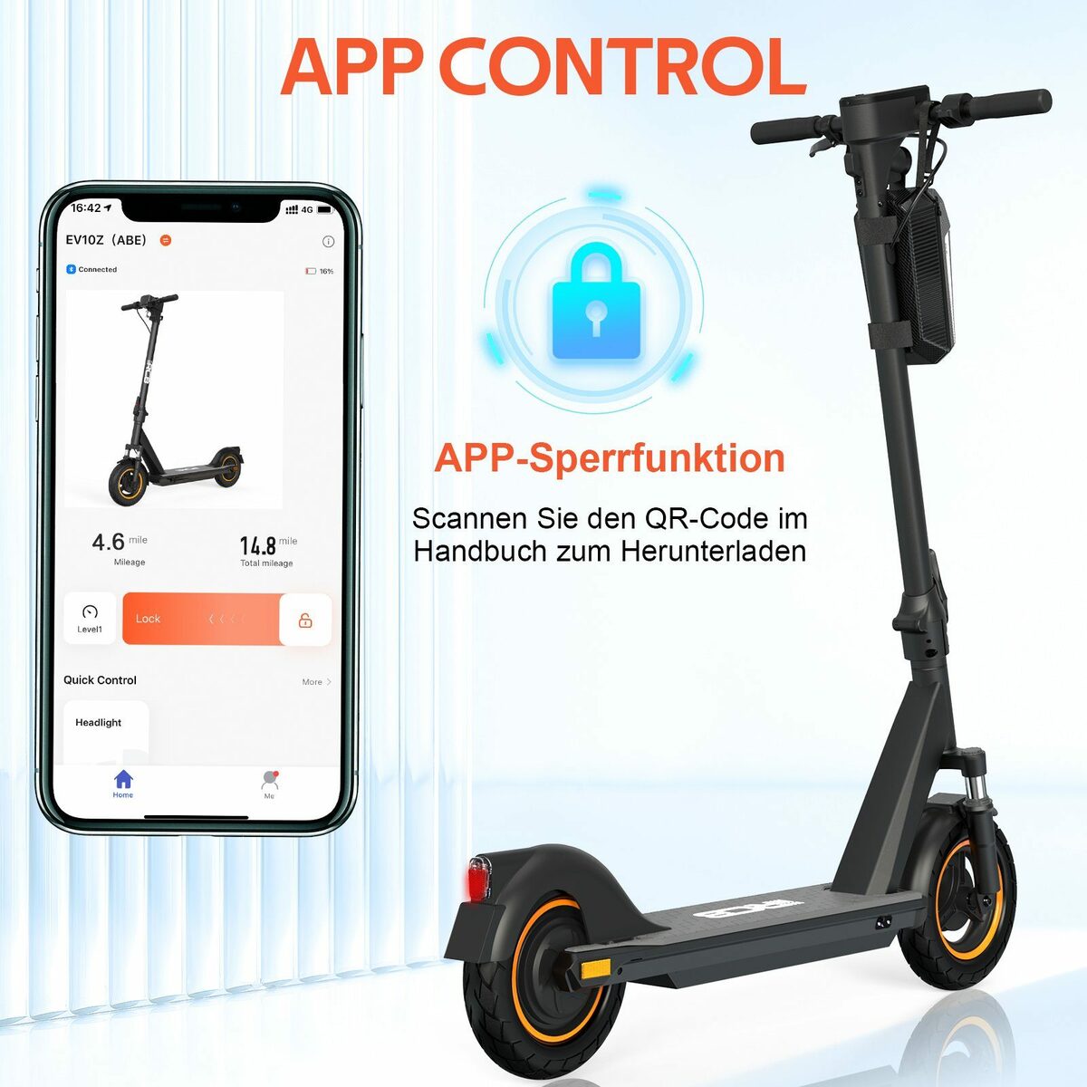 Bild 4 von HITWAY E-Scooter 8,5 Zoll Klappbar E-roller 36V 11,4Ah Vollreifen mit Straßenzulassung