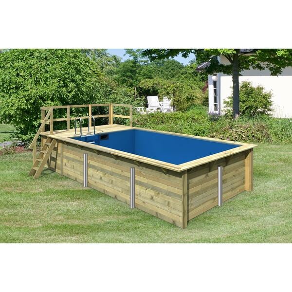 Bild 1 von Karibu   Rechteckiger kdi Massivholz Pool 350 x 530 cm   Set mit 1 Sonnenterrasse inkl.