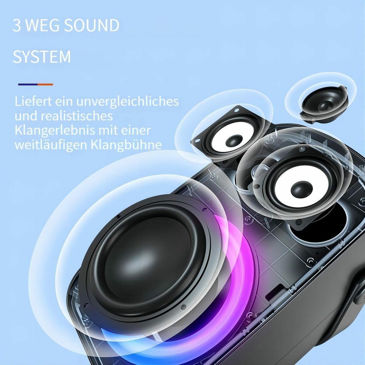 Bild 2 von Tronsmart Halo 100 Stereo Bluetooth-Lautsprecher (Bluetooth, 60 W, Prächtige Lichteffekte)