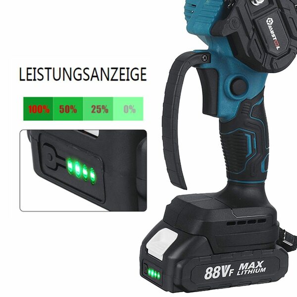 Bild 3 von Insma Akku-Bandsäge, 1200W Schnurloses Mini-Kettensägen-Kit, 6 Zoll Einhand-Elektrosäge 10000 U/min mit 2 Akku 9000mAh 6m/s