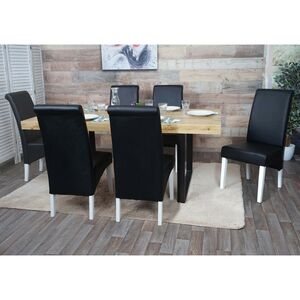 6er-Set Esszimmerstuhl Küchenstuhl Stuhl Cesena ~ Leder, schwarz, weiße Füße