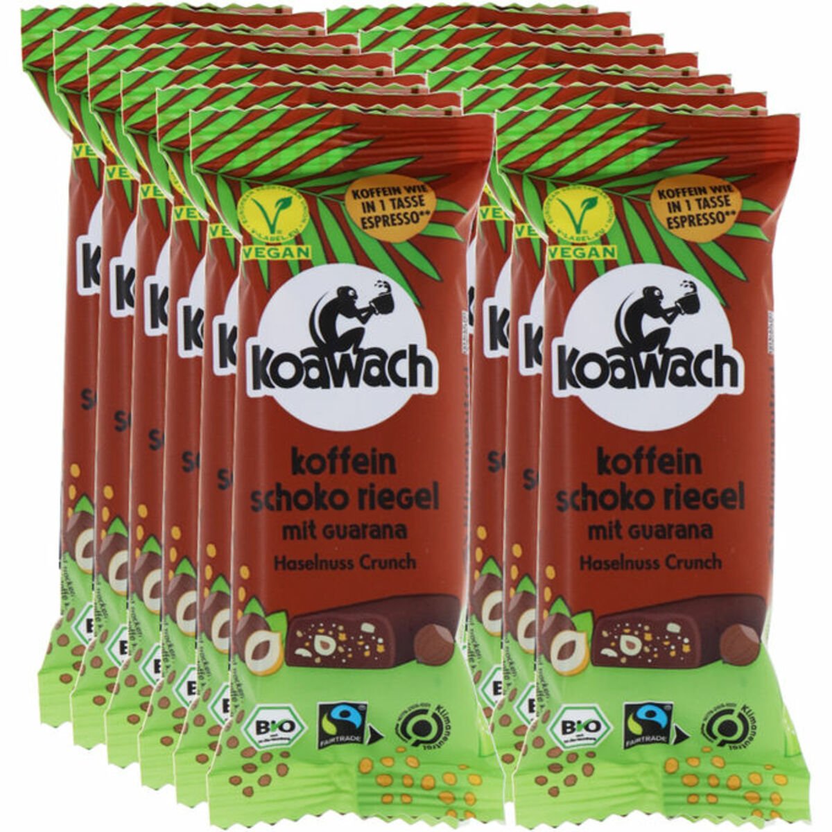 Koawach BIO Koffein Schokoriegel Haselnuss Crunch 12er Pack Von