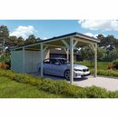 Bild 1 von Holzbrüder Carport Ralf mit Geräteraum Natur 300 x 868 cm Blechdach Schwarz