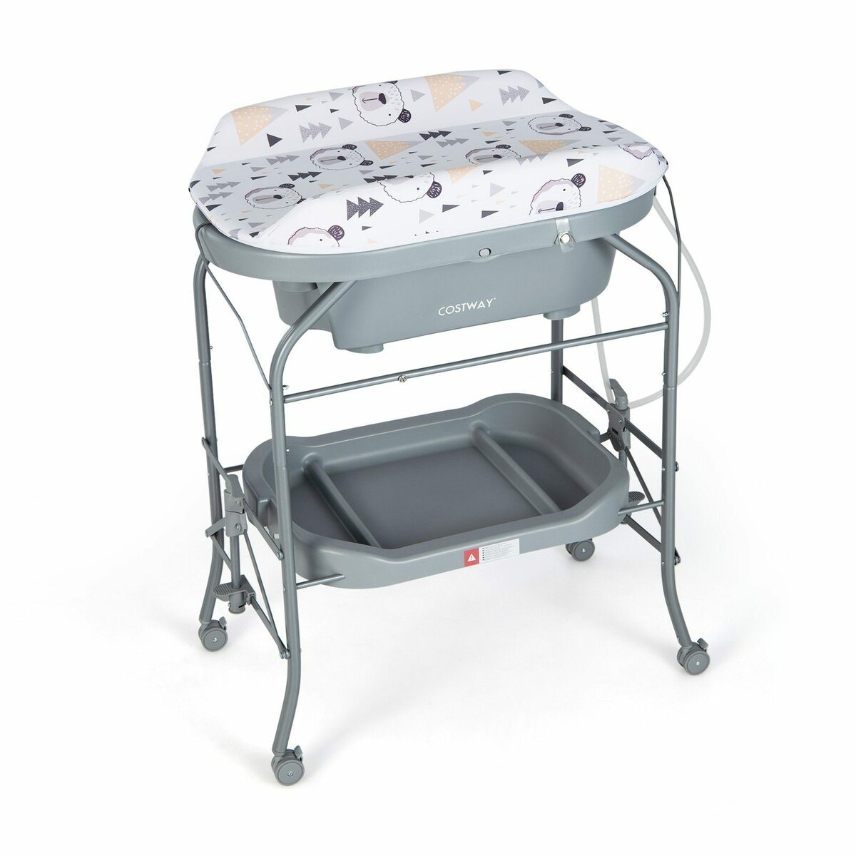 Bild 2 von COSTWAY Babywanne Baby Wickeltisch, zusammenklappbar, mit 4 Universalrädern