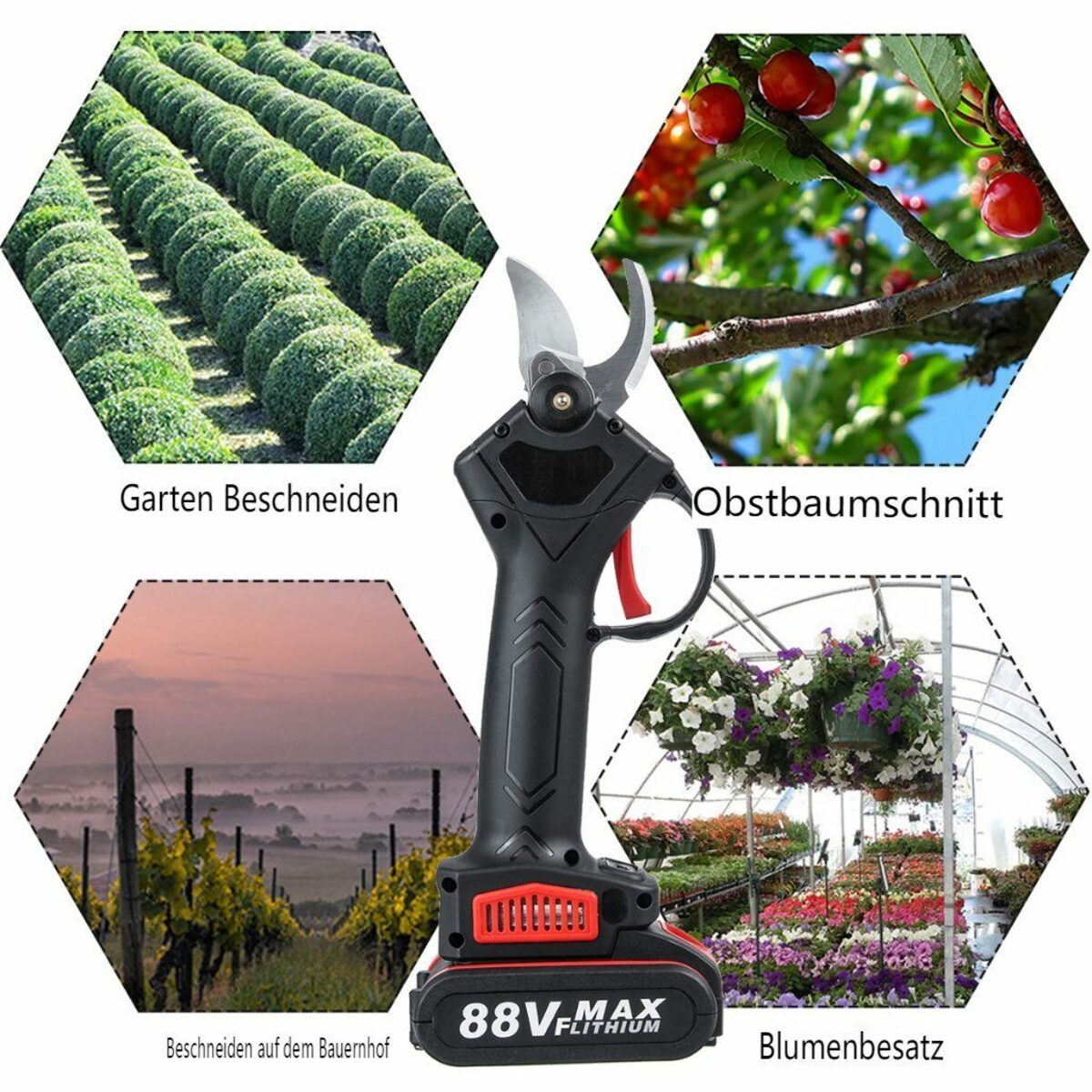 Bild 2 von Insma Akku-Astschere, 88V Elektrisch Astschneider Gartenschere Rebschere mit 2 Akkus