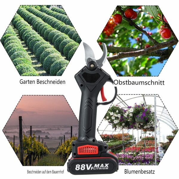 Bild 2 von Insma Akku-Astschere, 88V Elektrisch Astschneider Gartenschere Rebschere mit 2 Akkus