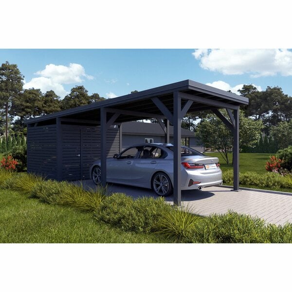 Bild 1 von Holzbrüder Carport Ralf mit Geräteraum Anthrazitgrau 300 x 868 cm Dunkelgrau