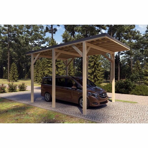 Bild 1 von Holzbrüder Camping-Carport Ralf Natur 400 cm x 600 cm Blechdach Dunkelgrau