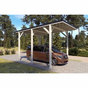 Holzbrüder Camping-Carport Ralf Reinweiß 400 cm x 600 cm Blechdach Schwarz