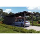 Bild 1 von Holzbrüder Carport Ralf mit Geräteraum Graubraun 300 x 868 cm Blechdach Braun