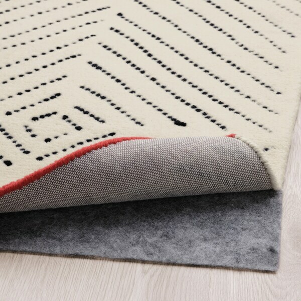 Bild 3 von UNDERVISNING  Teppich Kurzflor, elfenbeinweiß schwarz/Handarbeit