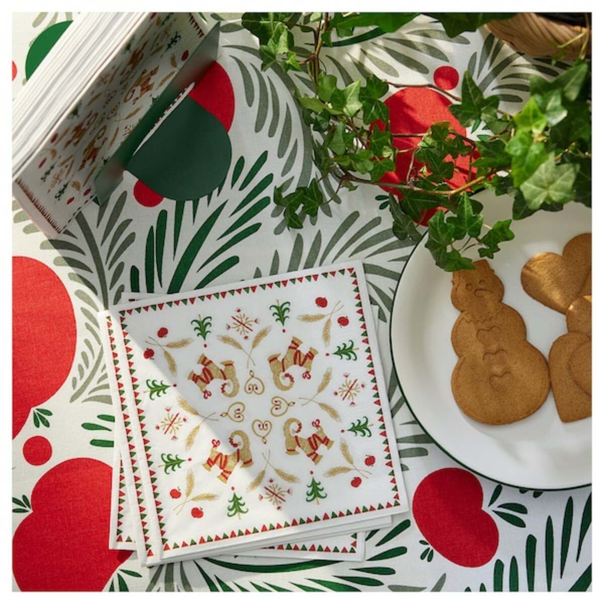 Bild 2 von VINTERFINT  Papierserviette, Weihnachtsmuster elfenbeinweiß