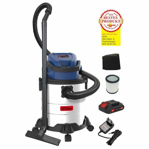 Aspirateur Eau Et Poussière Sans Fil TOOLCRAFT 18.5L - NTS-200/TAWB-200 (Sans Batterie Ni Chargeur) - Acier Inox, Roues