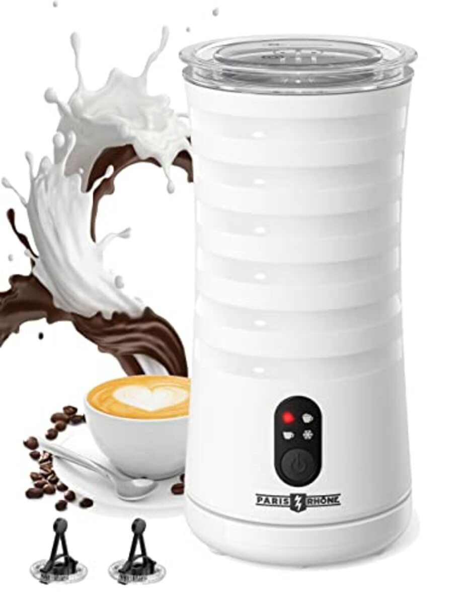 Bild 1 von PARIS RHÔNE Milchaufschäumer Elektrisch 4-in-1 Milchschäumer für Heißer und Kalter Milchschaum, Warme Milch, Rutschfest Griffige Form Automatische Abschaltung Milchbehälter
