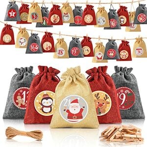 Alintor Adventskalender zum Befüllen, 24 Gedruckte Weihnachtskalender Zum Befüllen 16 x 12CM, Adventskalender Selber Befüllen, adventskalender zum befüllen groß, Adventskalender 2023 Kinder