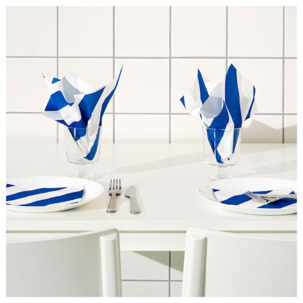 Bild 2 von HAVSKATT  Papierserviette, blau/weiß/Streifen