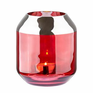 FINK Teelichthalter SMILLA Glas rot Höhe 14cm, Ø 12cm