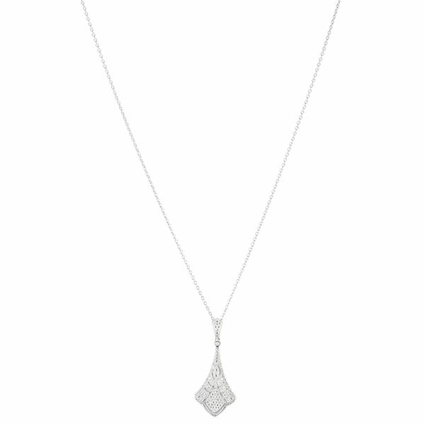 Bild 1 von ART DECO DIAMONDS Anhänger mit Kette 20 Diamanten zus. ca. 0,10ct Silber 925