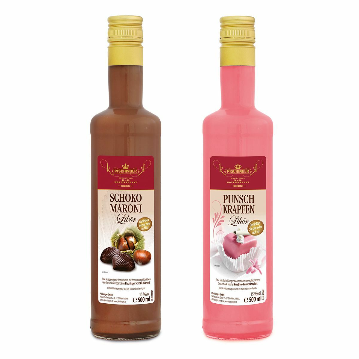 Bild 1 von PISCHINGER Likör Set Schoko Maroni & Punschkrapfen Inhalt 2x 500ml