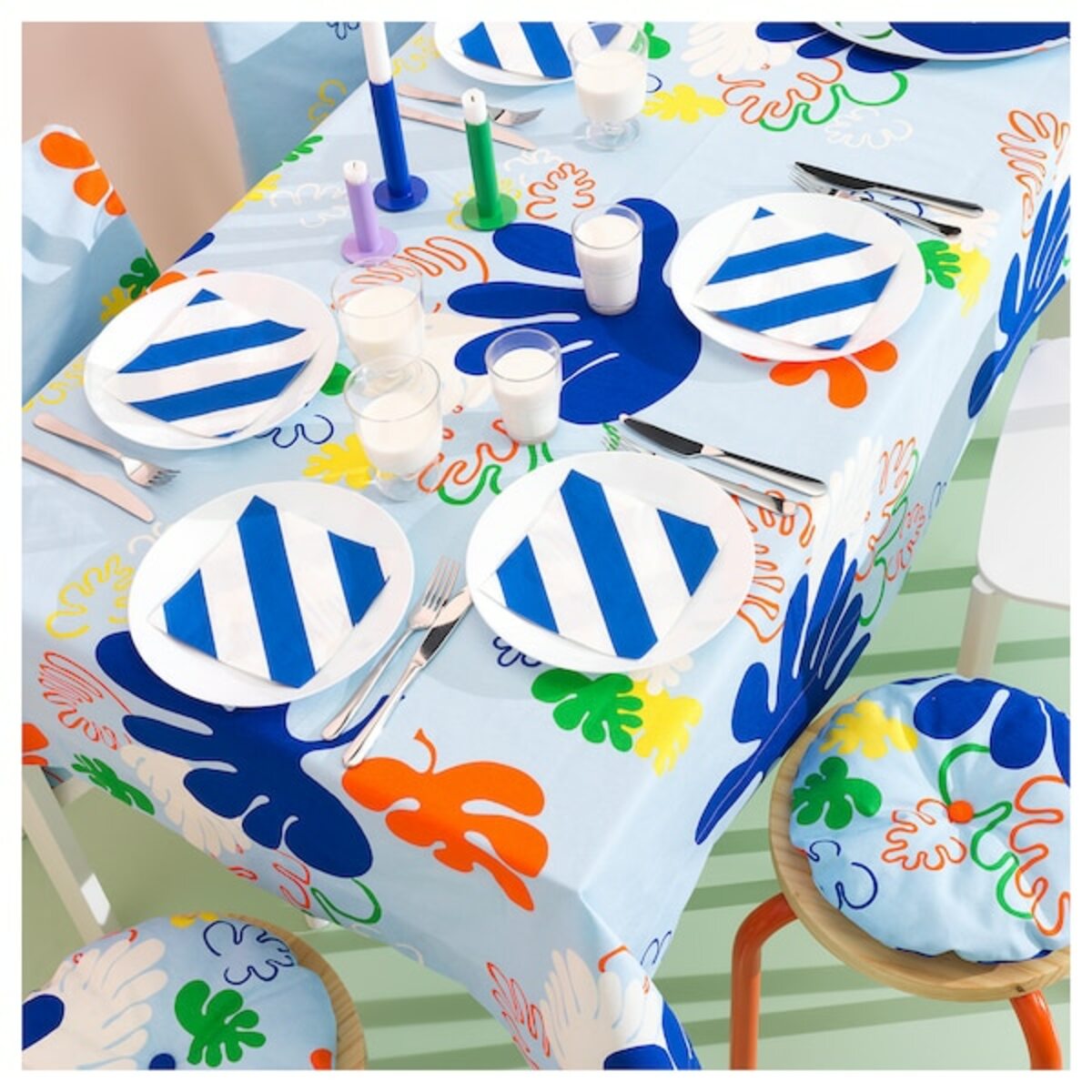 Bild 3 von HAVSKATT  Papierserviette, blau/weiß/Streifen