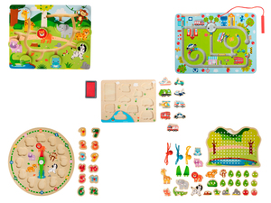 Playtive Lernpuzzle / Labyrinth / Fädelspiel, aus Holz
