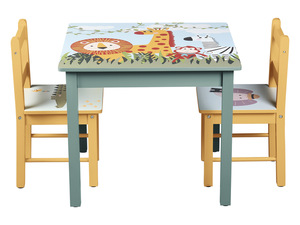 LIVARNO home Kindertisch mit 2 Stühlen, mit Safari-Motiven