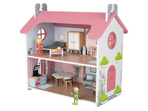 Playtive Holz Puppenhaus, 41-teilig, abnehmbares Dach