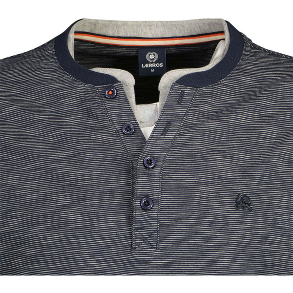 LERROS Herren Serafino Shirt - Langarm Hemd Mit Knopfleiste Regular Fit