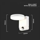 Bild 4 von V-TAC 17W LED Wand Licht mit Sensor Weiß Rund 4000K IP65