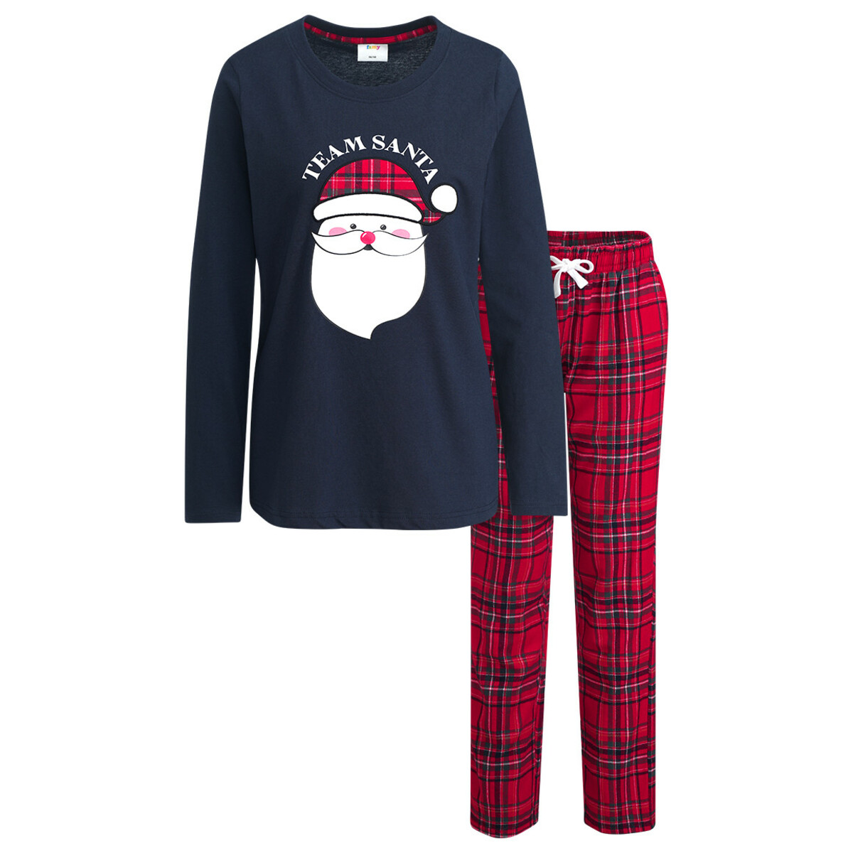 Bild 1 von Damen Weihnachtsschlafanzug mit Santa-Motiv