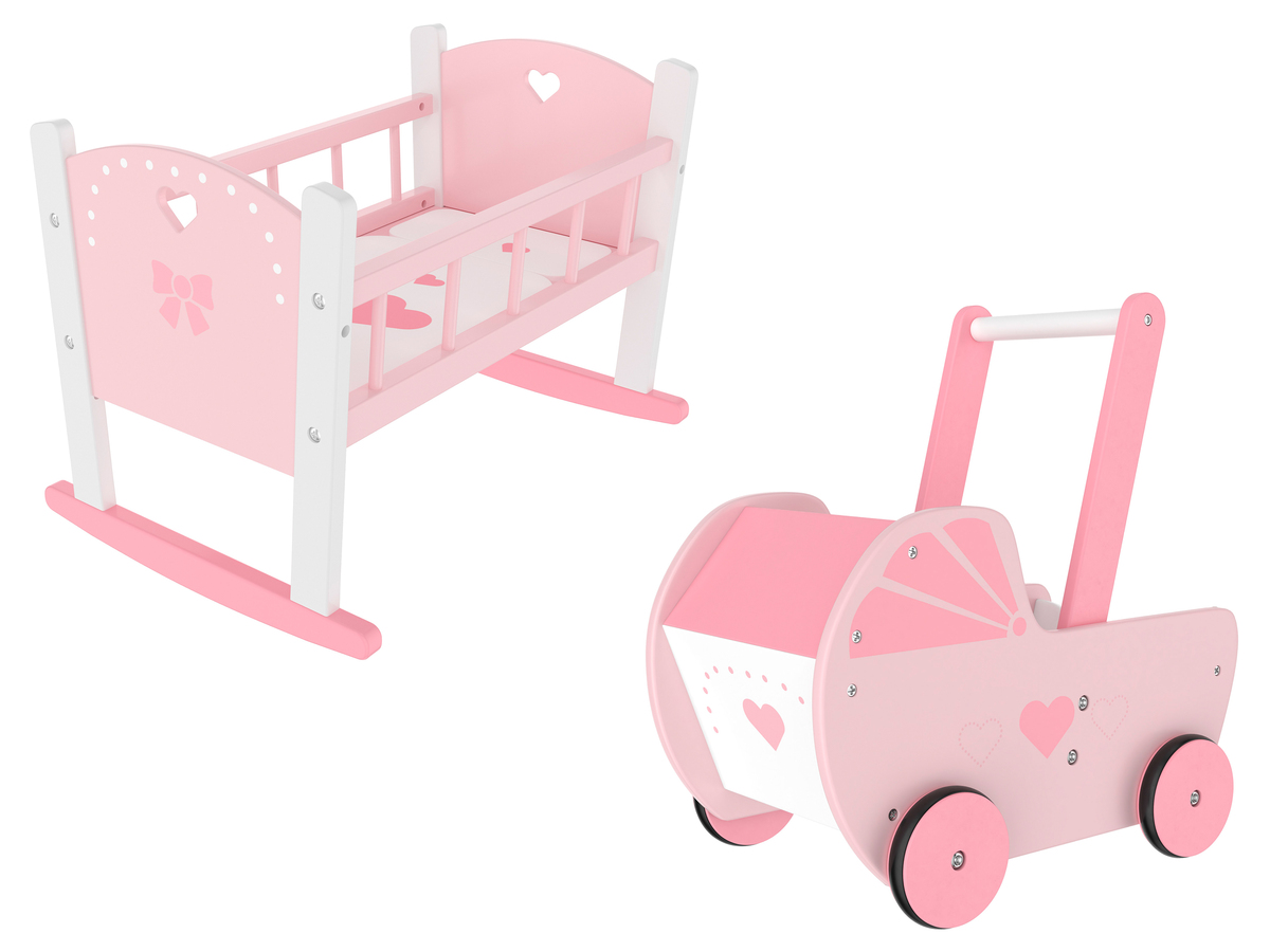 Bild 1 von Playtive Puppenwiege / Puppenwagen, aus Echtholz