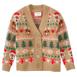 Mädchen Weihnachtsstrickjacke gemustert